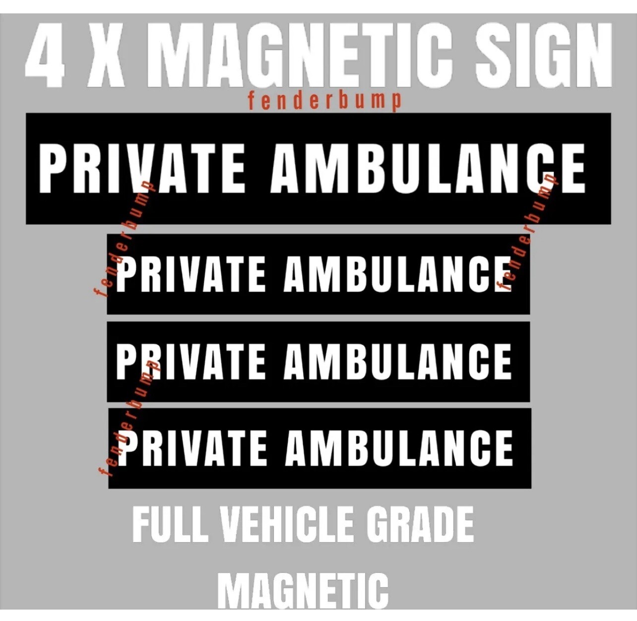 Private Ambulance Magnetic Sign Kit X4 Hospital Undertaker Funeral ...