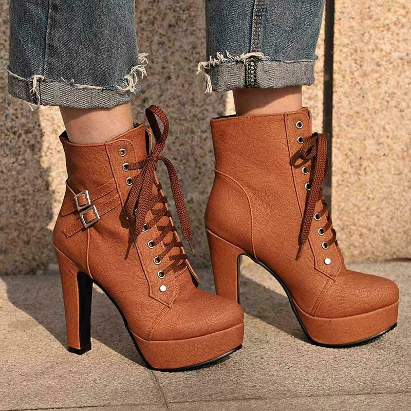 Nabo Repetirse Transistor Zapatos De Tacon Alto Para Mujer Botas De Tobillo De Plataforma Moda De  Invierno | eBay