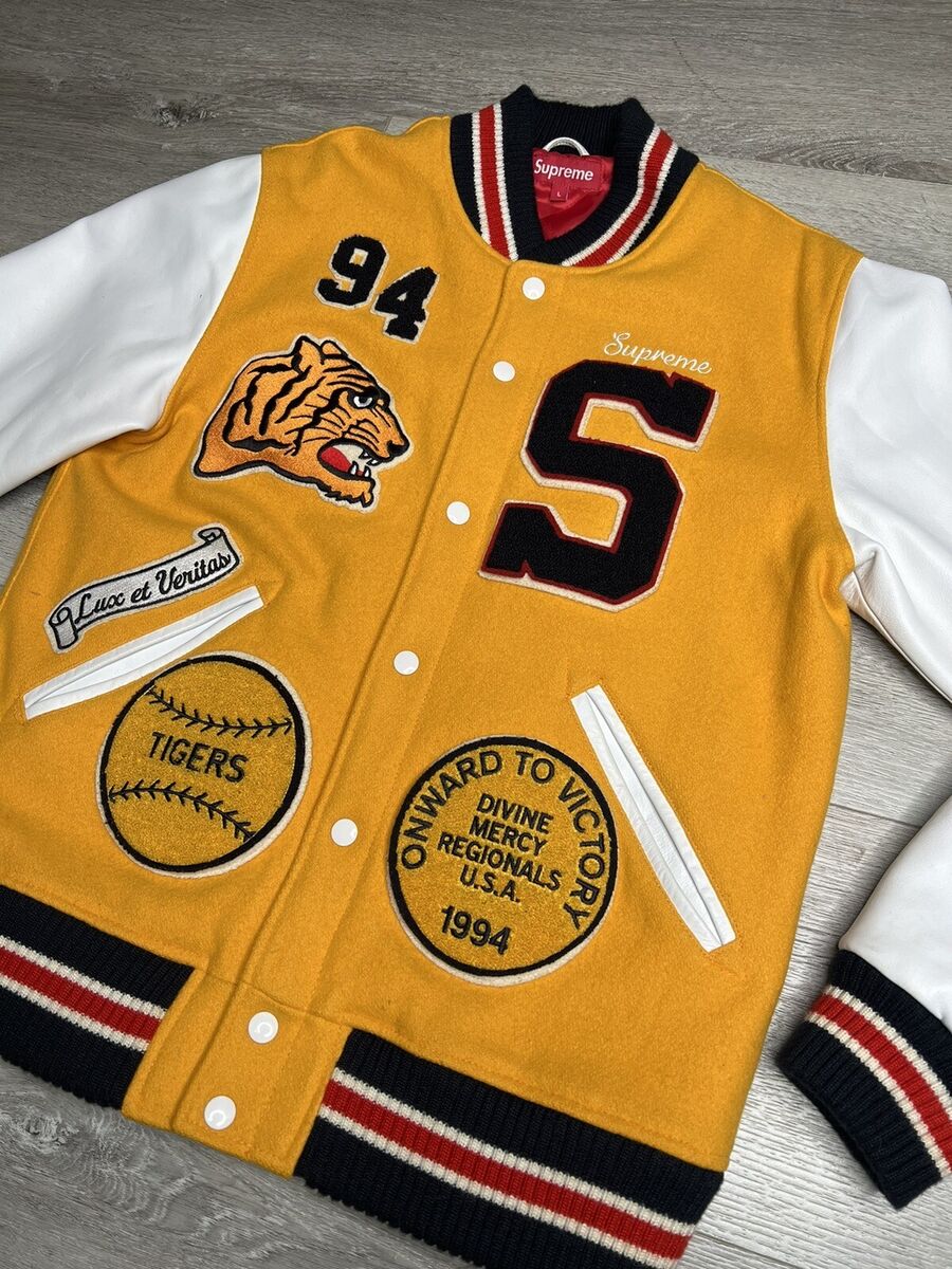 Supreme Tiger Varsity Jacket F/W 09 Yellow Rare Vintage Size Supreme Tiger Varsity Jacket F/W 09 Yellow Rare Vintage Size