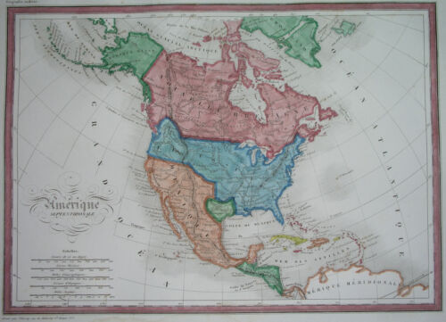 1842 rare ORIGINAL MAP TEXAS REPUBLIC United States CANADA CUBA MEXICO Florida