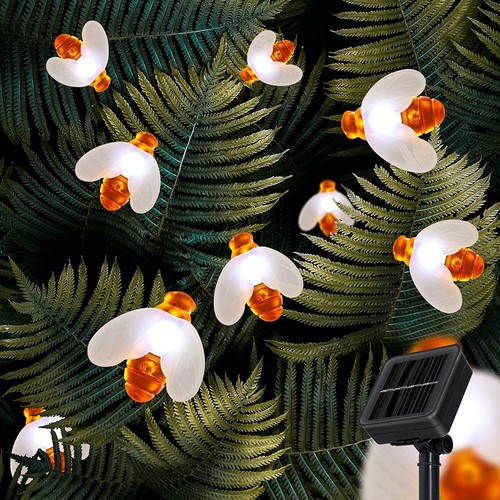 Solar Outdoor Lights Bee string lights Yard Garden Waterproof Christmas TreeDeco - Picture 12 of 47