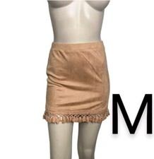   Suede Mocha Bohemian Mini Skirt Size M
