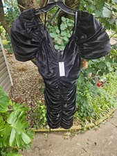 NWT ANTHROPOLOGIE HUTCH RUCHED BLACK VELVET COCKTAIL CLUB DRESS M 8 $230 US