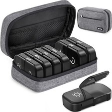 Weekly Pill Organizer Canvas Travel Medicine Box with Zipper Bag 7 Day