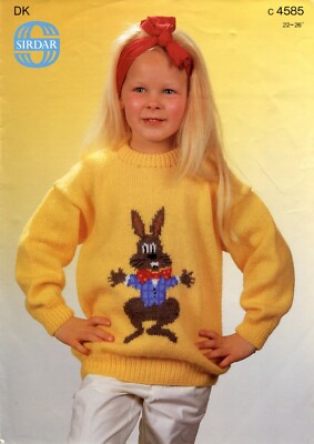 Sirdar 4585 Pullover mit Kindermotiv DK 22-26'' Vintage Strickmuster