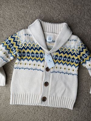 NWT $39 Boys Baby Gap Cardigan Ski Sweater Preppy 12-18