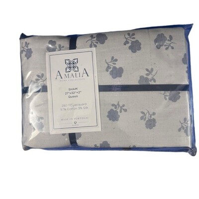 AMALIA HOME COLLECTION LILI FLORAL SILK BLEND JACQUARD SHAM QUEEN SIZE $220