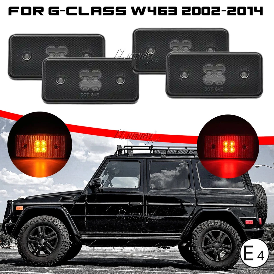 Smoked Tinted Side Marker Lights For 02-14 Mercedes-Benz W463 G500 G550 G-Class — 第 2/4 张图片