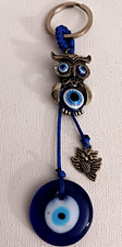 EVIL EYE OWL GLASS METAL KEYCHAIN