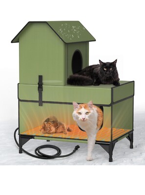 Lesotc Heated Cat House for Outside Cats in Winter