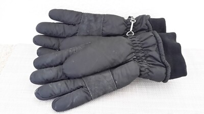 Mens Size L Black Thinsulate Insulation Winter Gloves Nylon/Leather Pre-owned