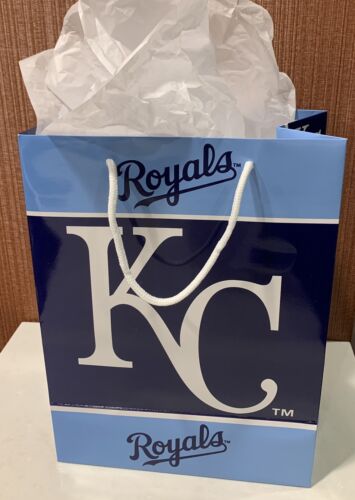 Kansas City Royals Official 13 IN X 10 Inch Glossy Gift Bag W/ White Gift Paper!