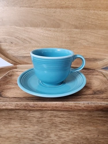 Fiesta Turquoise Tea Cup and Saucer Set Post-1986 Genuine Fiestaware 2005 / TTA
