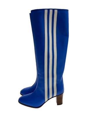 Womens GUCCI GUCCI 73mm Knee High Boots Boots 37.5 Blue Leather 715584 AFE702341