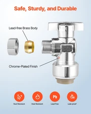 10 Pack Angle Stop Valve Push-to-Connect 1/2" PTC x 3/8" OD Compression 1/4 Turn