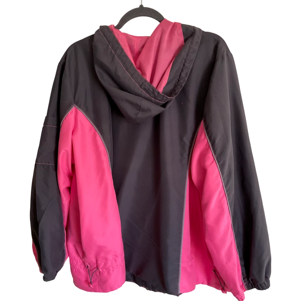 Chaqueta para mujer XL rosa y negra con capucha ropa deportiva talla cortavientos cordón Foto 2 de 4