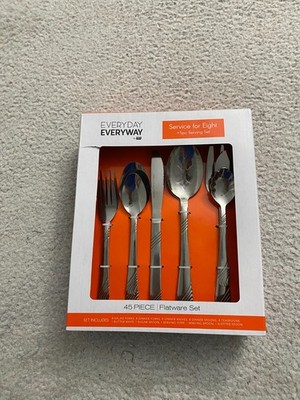 Everyday Everyway by IKO 45 Pcs Stainless Steel Flatware Set Service for Eight