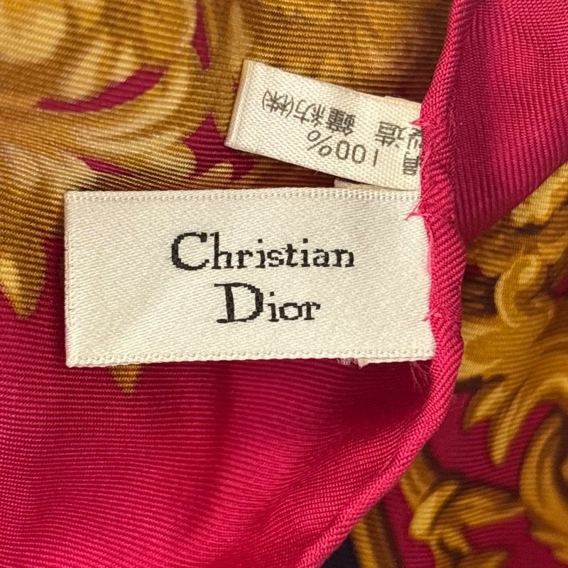 Christian Dior Silk Square Scarf Red/Gold 34.3 in Pre owned thumbnail 9