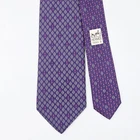 HERMES TIE 625683 PA Mailon & Anchor on Purple Silk Necktie