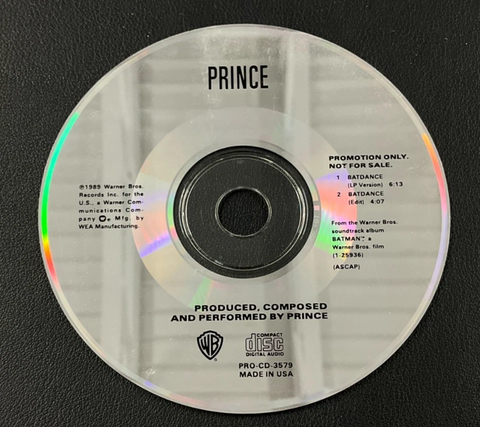 1989 Prince: "Batdance" CD Single PROMO Movie Soundtrack WB Rec. w/Front Insert! Foto 2 de 4