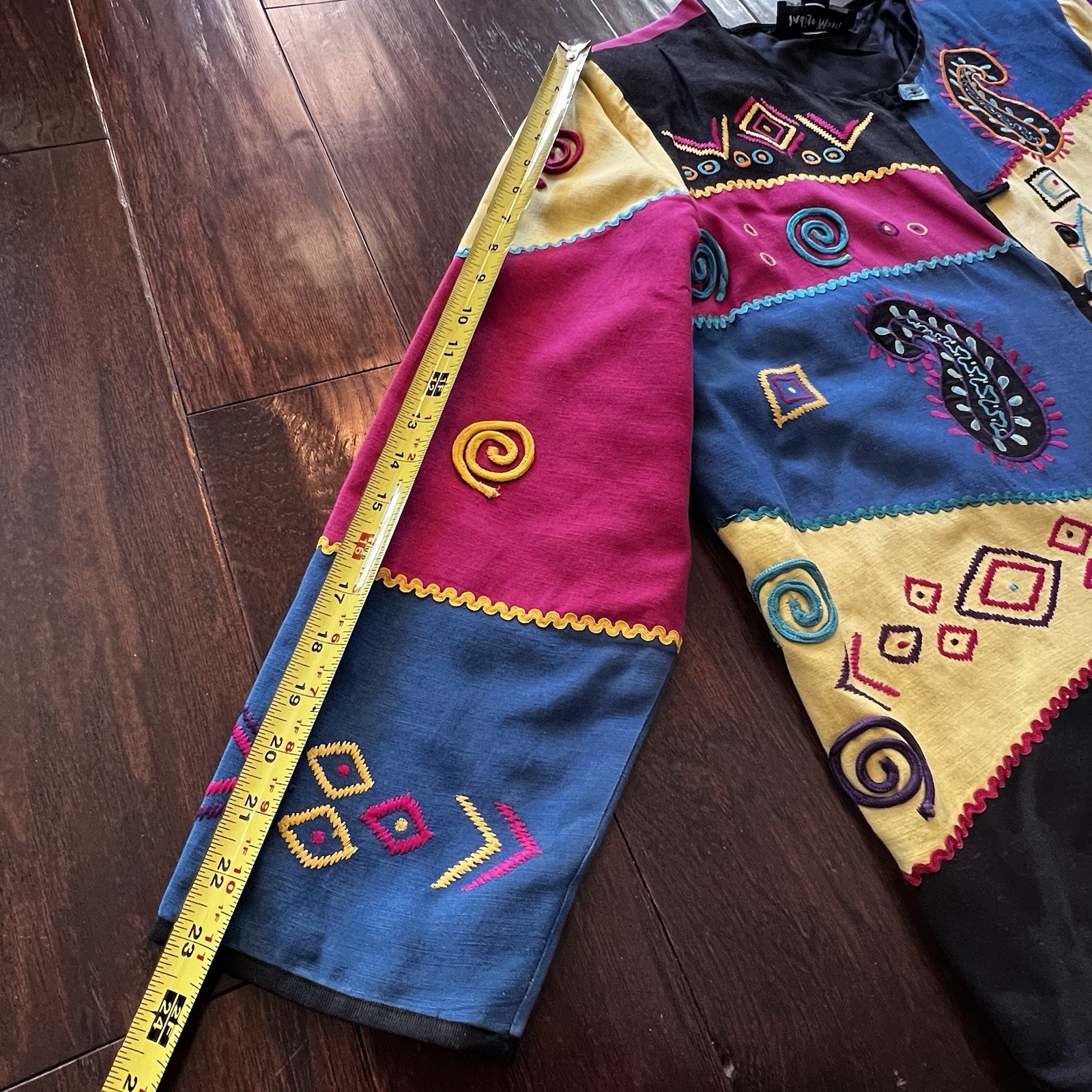 VTG Indigo Moon multicolor patchwork jacket with … - image 8