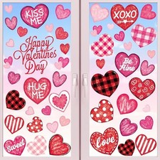 9 Sheets Valentine Window Clings Stickers, 11.8  7.8 Inches Heart Valentines