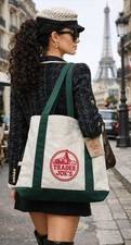 NEW Trader Joe  s   Canvas Reusable Tote Bag Hunter Green Grocery Book Bag Beach