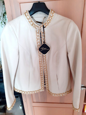 BRIAN RENNIE Lammnappa-Lederjacke, creme, Gr. 36, UVP 599,-