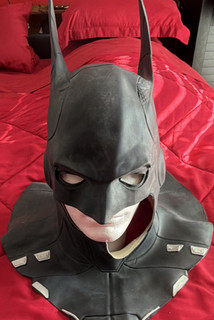 Batman Black Full Head Faux Leather Costume Cowl Mask One Size Adult Unisex