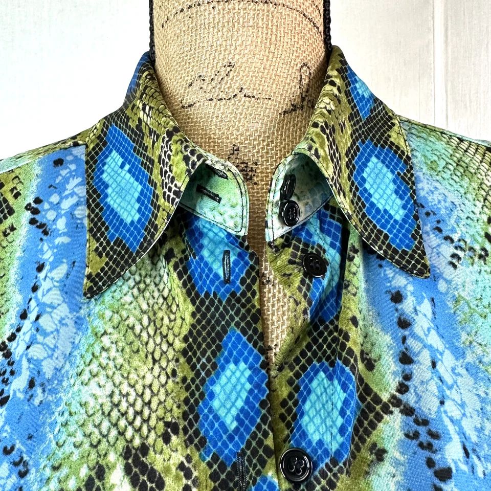 Etcetera Women's Snakeskin Print Long Sleeve Button Up Shirt Blouse Top Sz 6 - Image 2 of 4