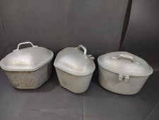 Juego de 3 utensilios de cocina vintage con tapa olla triangular en forma de corazón Silver Seal