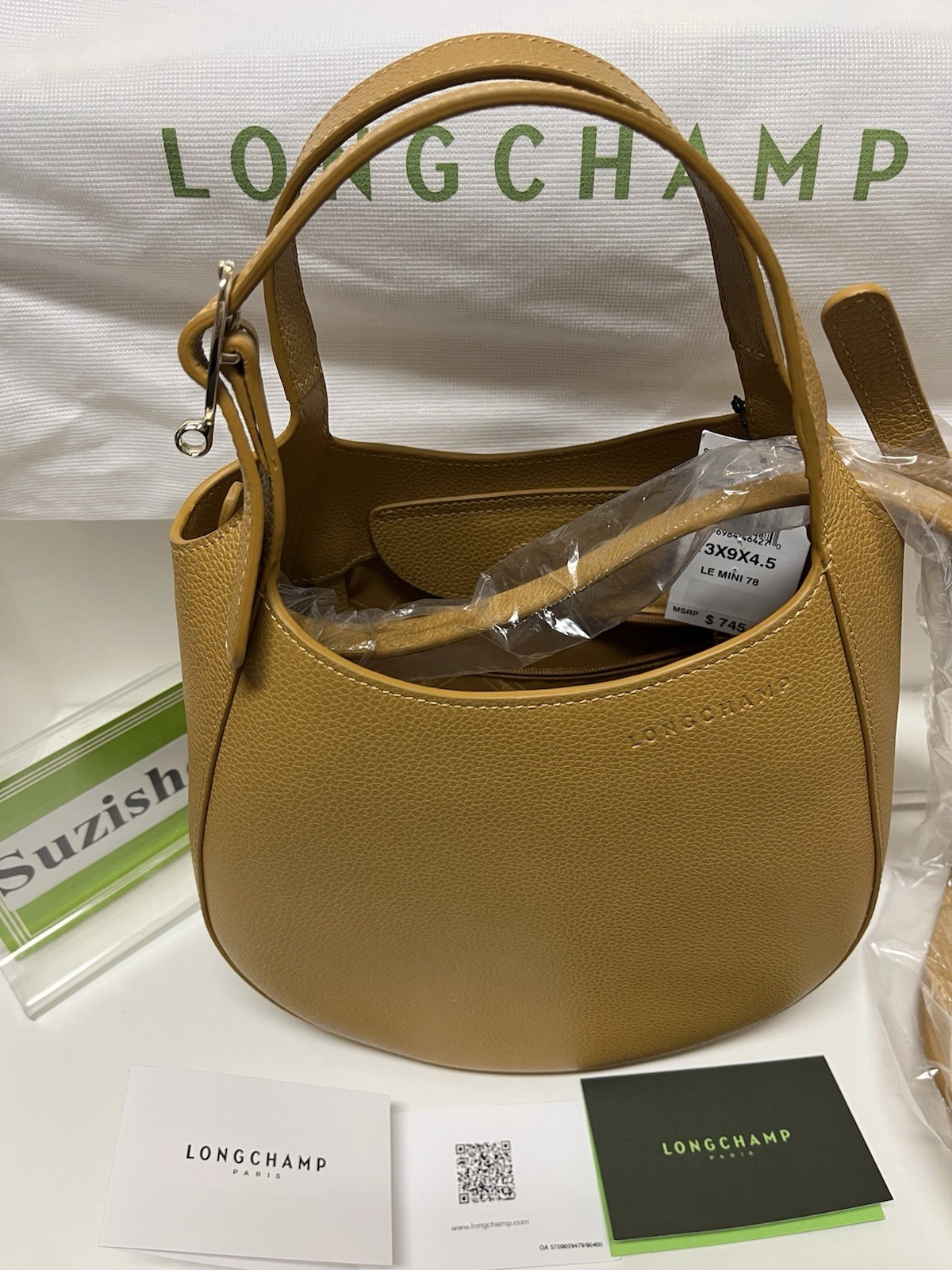 Longchamp Le Foulonné Small Top Handle Crossbody Leather Nutmeg image 7