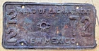 NEW MEXICO 1961  PASSENGER AUTO LICENSE PLATE " 22 72 " NM  READY TO BE RESTORED