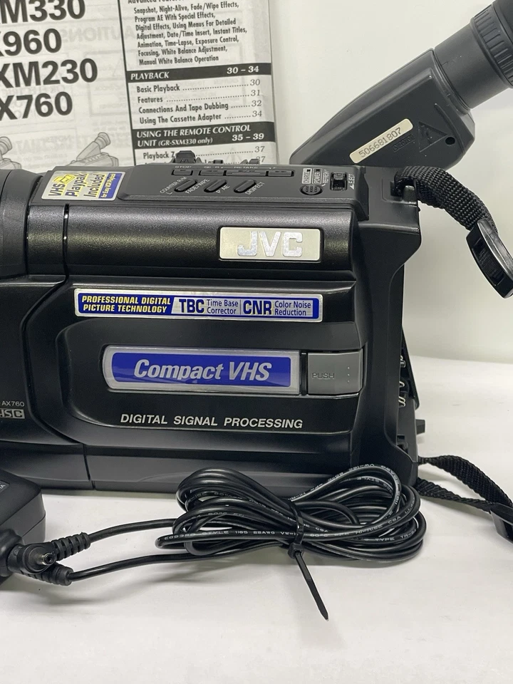 JVC GR-AX760U VHSC Camcorder Video Transfer w/Power Supply Manual VHS-C TESTED! - Image 3 of 4
