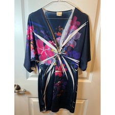 Fredericks of Hollywood Womens Mini Dress Twist Front Floral Navy Blue Size S M