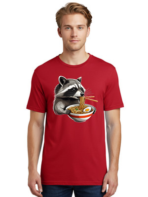Raccoon-Eating-Ramen-7 Mens Graphic Tee, 100% Cotton, Casual Summer Wear