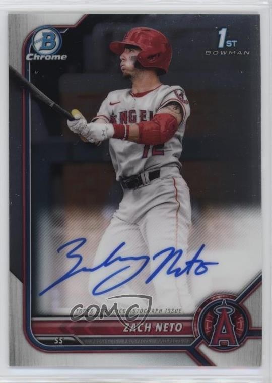 2022 Bowman Draft Chrome Draft Pick Auto Zach Neto #CDA-ZN Auto 2s2