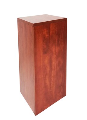 Returned item 36'' Pale Walnut Cube Pedestal Display Stand Easy assembly required