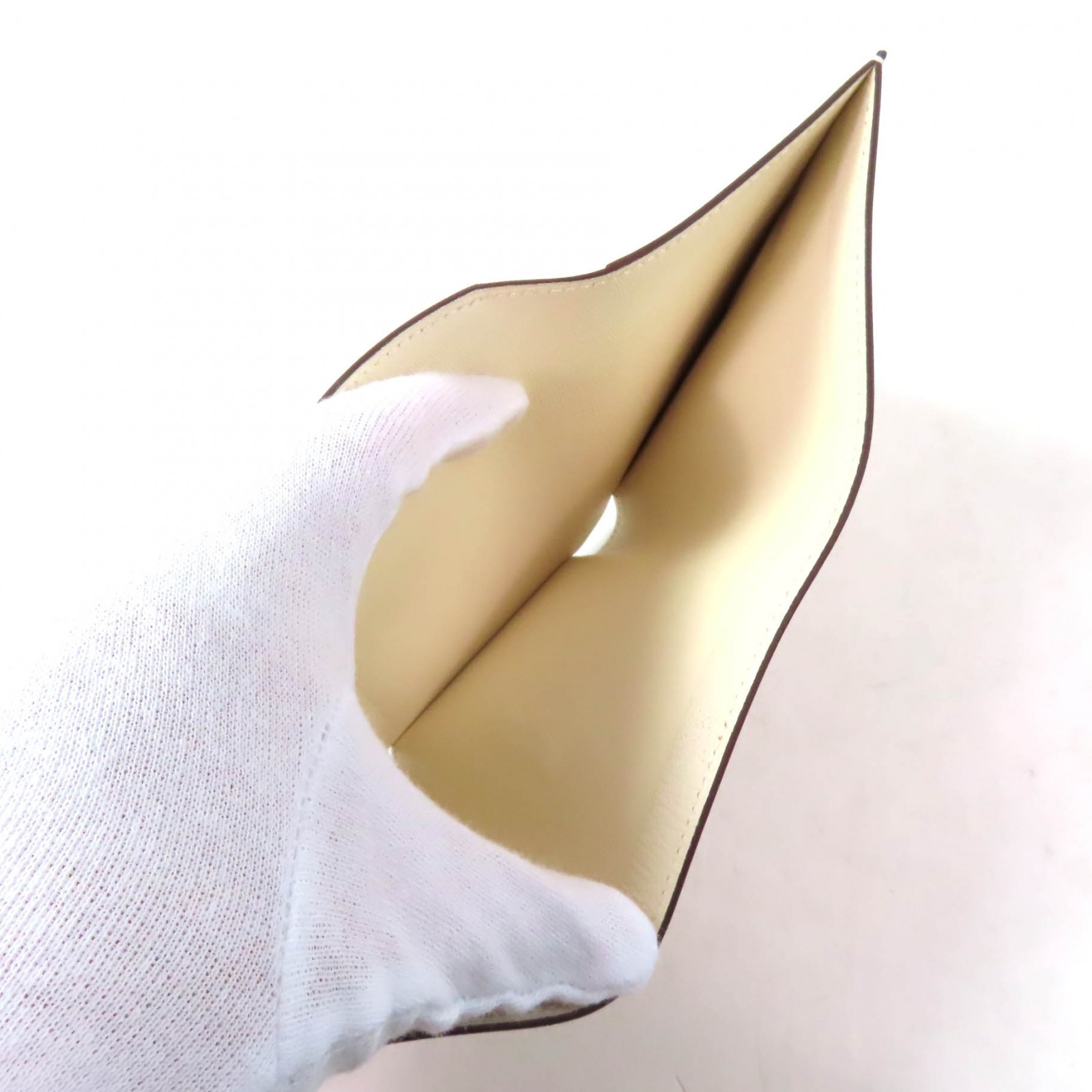 HERMES Tri-fold wallet Bearn combine H Logo Metal Compact Wallet Shave Women thumbnail 6