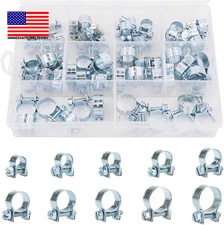 Car Hose Clamp Assortment Kit, 60PCS 1/4"-7/10" Adjustable Auto Worm Gear Fuel L