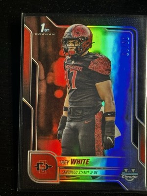 2025 Bowman Chrome U Football Trey White 1st True Black Refractor /10 SDSU   