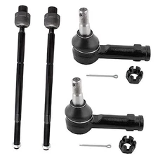 4Pcs Front Outer + Inner Tie Rods End Links LH Driver & RH Passenger Fit For 