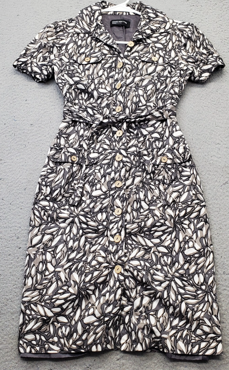 Jones New York Shirt Dress Womens Petite 2P Multi Pattern Tie Waist Button  Front | eBay