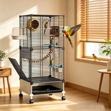 95cm Large Bird Cage, with Perches, Parakeet Cage with Slide-Out Tray, Water Bot