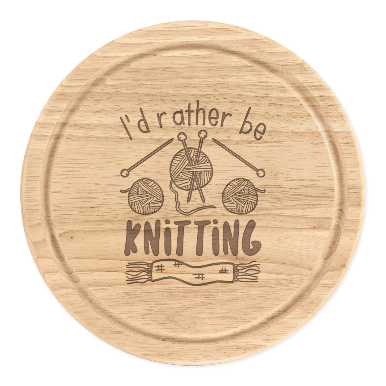 I'd Rather Be Knitting Round Chopping Cheese Board Worlds Best Awesome Knitter
