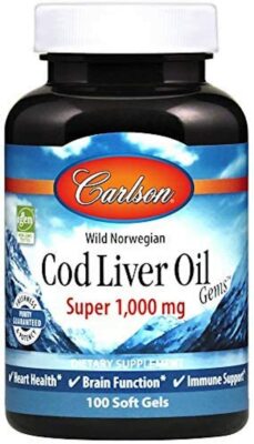 CARLSON LABS, WILD NORWEGIAN COD LIVER OIL 1000mg 100 Weichkapseln SUPER PREIS