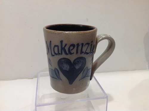 Rowe Pottery Works Cambridge, WI 1990 Mug "Makenzie" Stoneware Salt Glazed