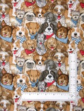 Dog Animal Allover Fabric By Yard Place To Call Home Cotton by Henry Glass Co
