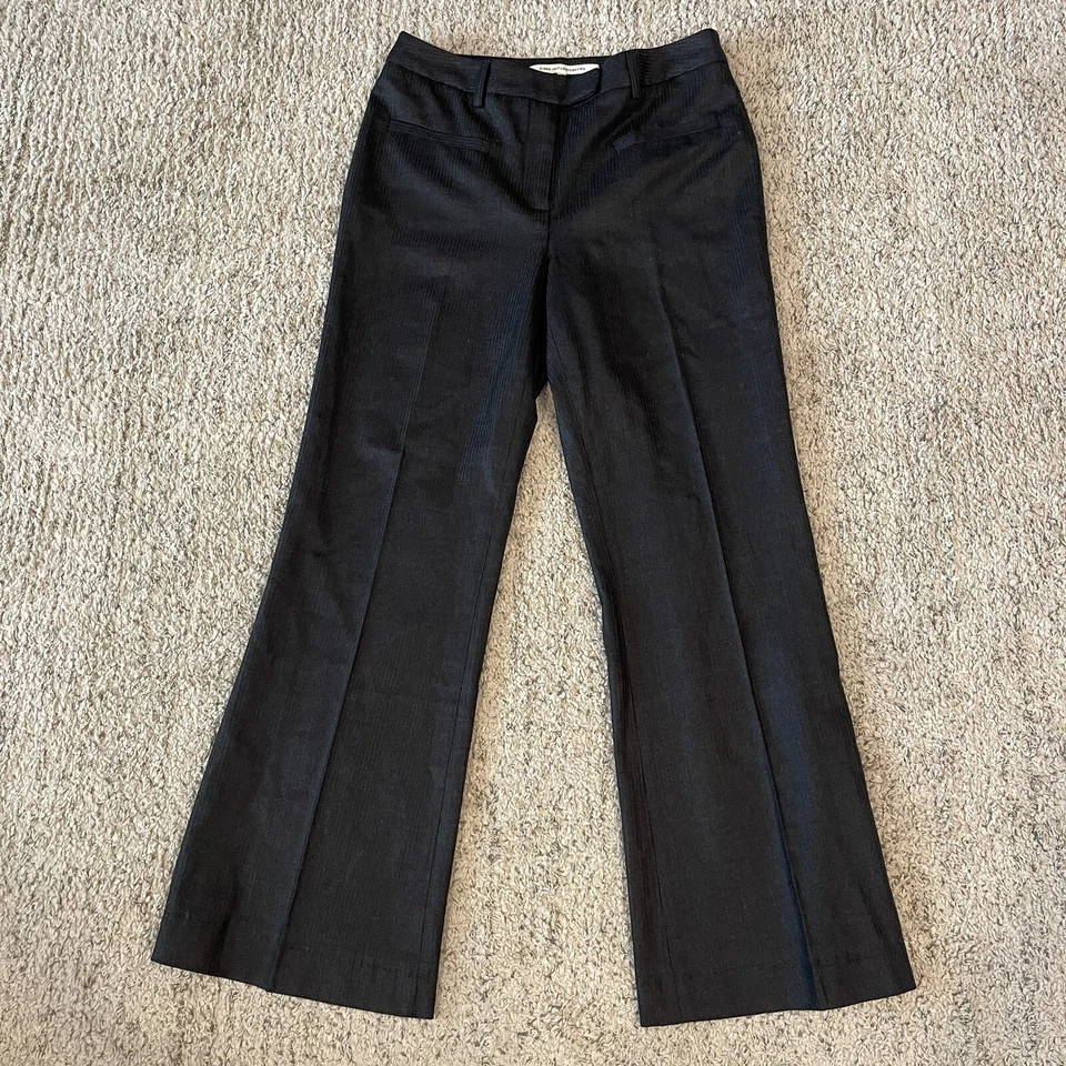 Diane Von Furstenberg Wool Blend Wide Leg Trouser Pants Black Gray Size 8