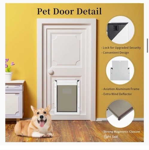 Dog Door XL Aviation Aluminum Frame, Magnetic Flap Design Weatherproof OW - Picture 5 of 7